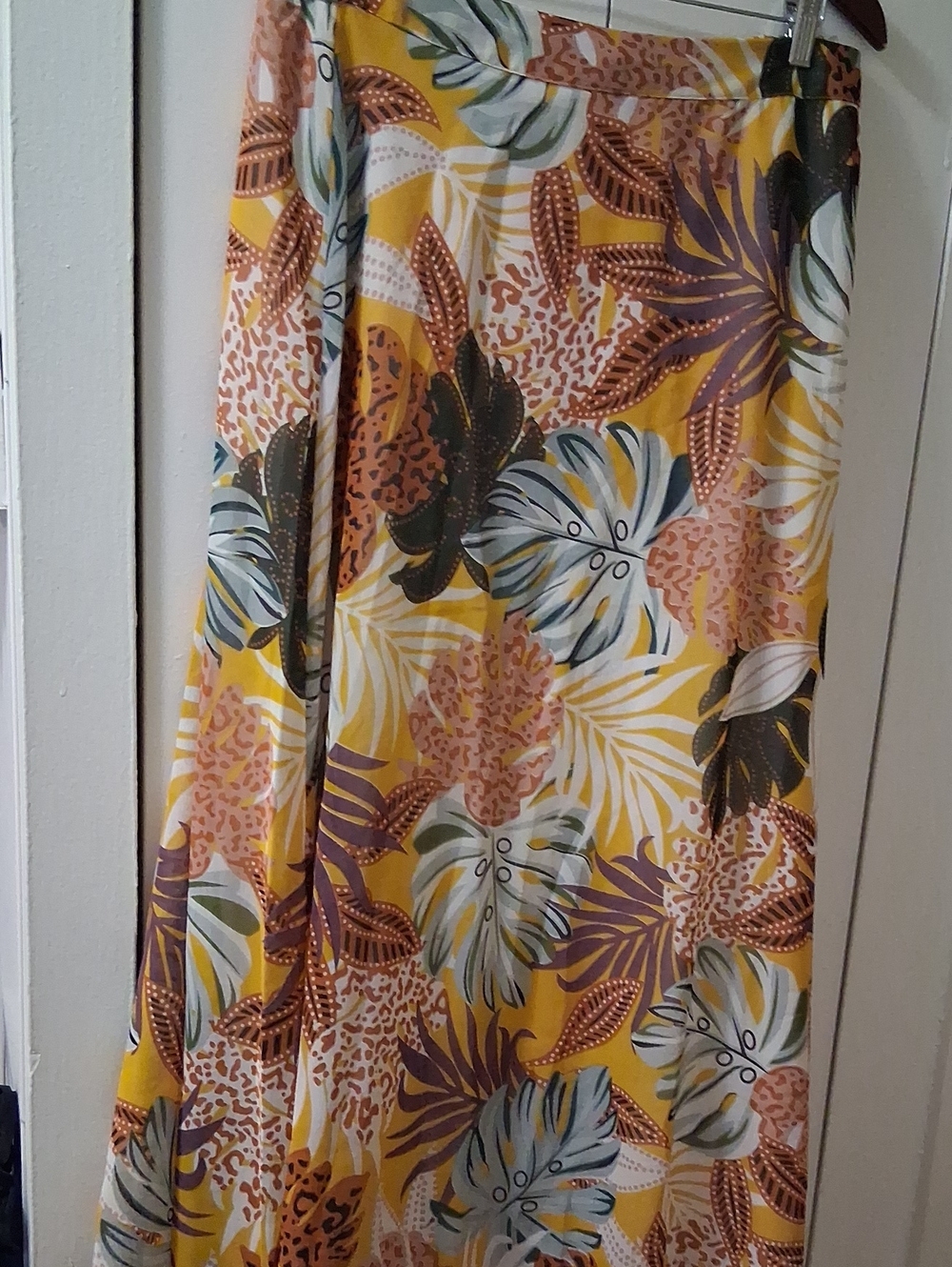 Mix Nouveau New York Printed Maxi Skirt in Mustard and Peach